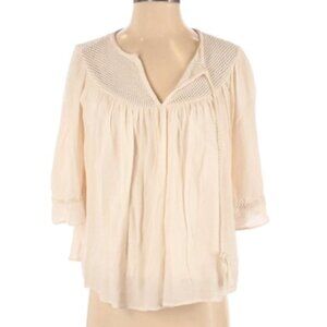 Tularosa 3/4 Sleeve Peasant Cream Blouse Top